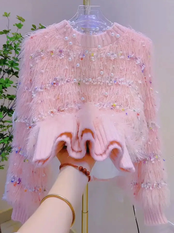 Colorful Dot Knitted Soft and Thick Sweater for Women in Autumn and Winter Slim Korean Version Loose Top