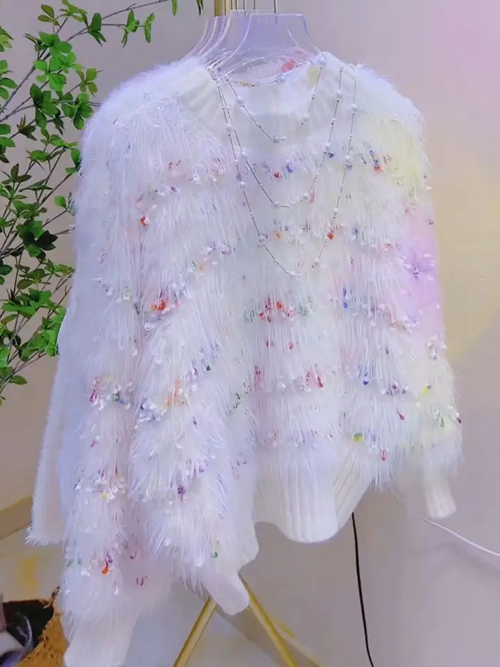 Colorful Dot Knitted Soft and Thick Sweater for Women in Autumn and Winter Slim Korean Version Loose Top