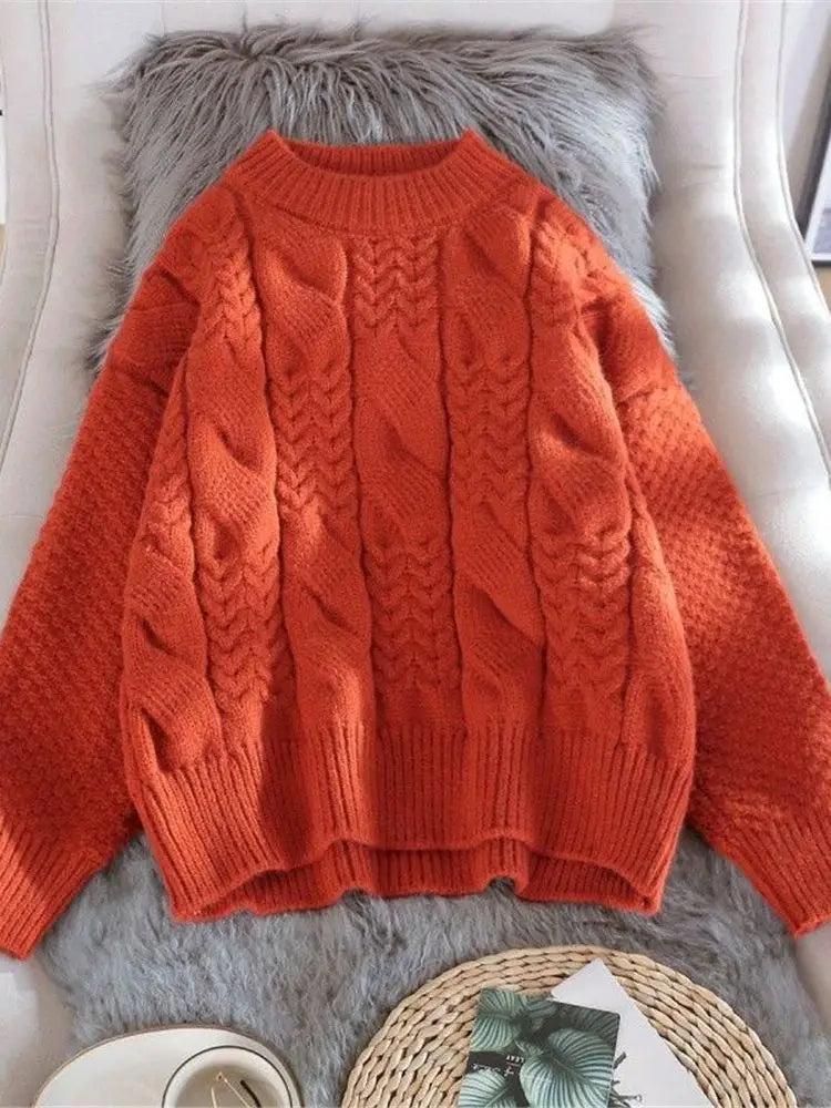 2022 Spring autumn Sweater Women Spring winter Solid Knitting Pullovers Oversize Basic Black Blue White Jumper pull femme ZY6467